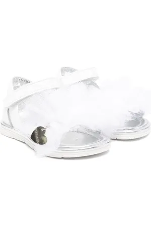 MONNALISA Logo-plaque leather sandals