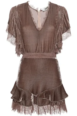 PNK Velvet frayed-trim minidress