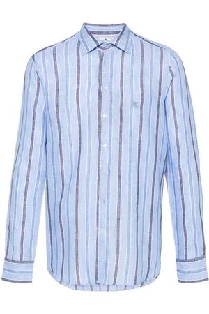 Etro Pegaso-embroidered striped linen shirt