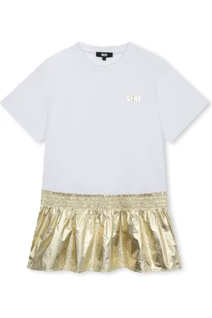 DKNY Logo-print metallic dress