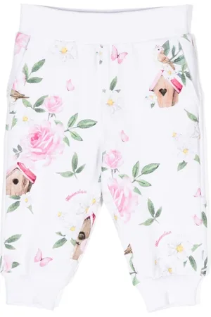 MONNALISA Floral-print cotton-blend trousers