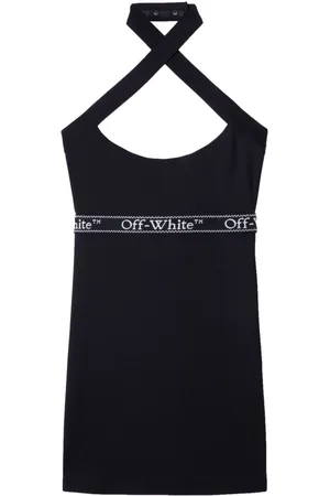 OFF-WHITE Logo-waistband criss-cross straps minidress
