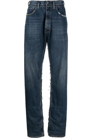 Maison Margiela Logo-patch ripped-detailing wide-leg jeans