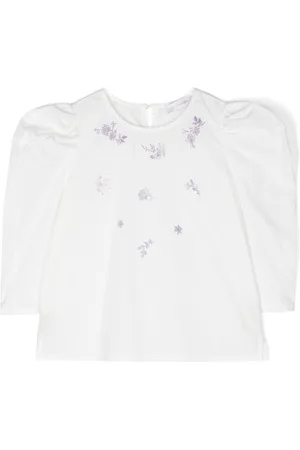 MONNALISA Crystal-embellished cotton blouse