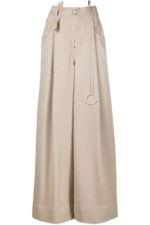 The Attico Embellished wide-leg wool trousers