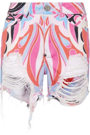 Philipp Plein Colorful Circus ripped mini shorts