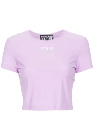 VERSACE Logo-print cropped T-shirt