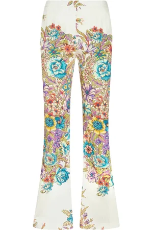 Etro Floral-print flared trousers