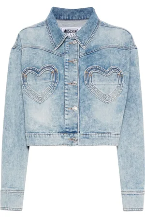 Moschino Heart-pockets cropped denim jacket