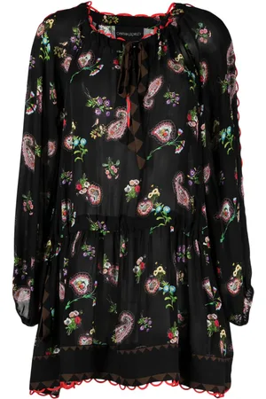 Cynthia Rowley Floral-print dropped-waist silk minidress
