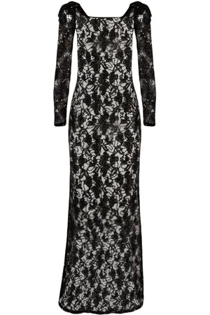 Nina Ricci Bow-embellished sequinned lace gown