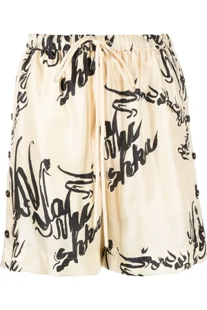 Nanushka Ceylin logo-print silk shorts