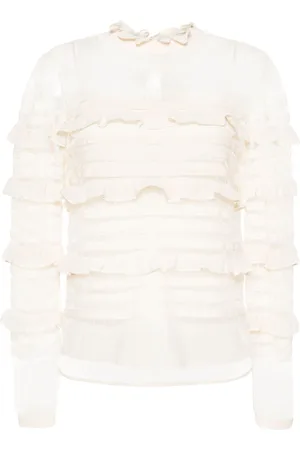 Twin-Set Floral-lace ruffled blouse