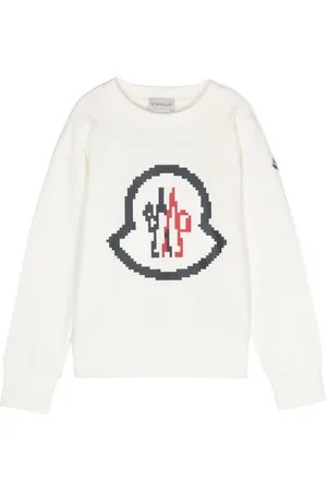 Moncler Pixelated-logo-print cotton sweatshirt