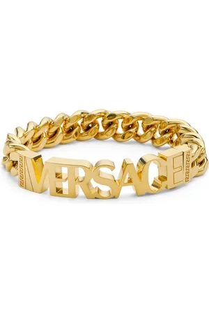 Crystal Medusa Greca Cuff Bracelet Gold | VERSACE IN
