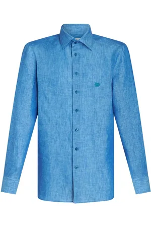 Etro Pegaso-embroidered m??lange-effect shirt