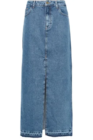 Serafini Mid-rise denim maxi skirt