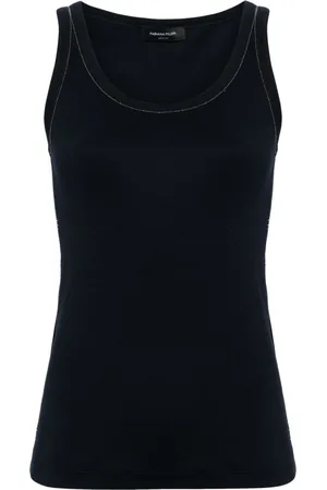 Fabiana Filippi Beaded-trim fine-ribbed tank top