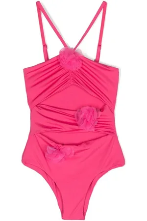 MONNALISA Floral-appliqu?? cut-out swimsuit