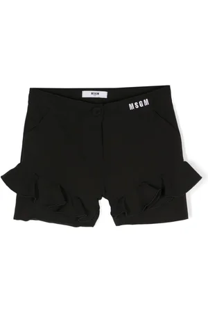 Msgm Logo-embroidered ruffled shorts