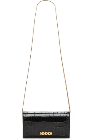 Victoria Beckham Crocodile-embossed leather wallet-on-chain