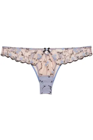FLEUR DU MAL Rose and Vine embroidered cheeky briefs