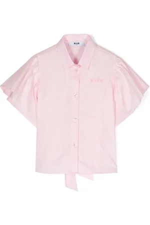 Msgm Logo-embroidered cotton shirt