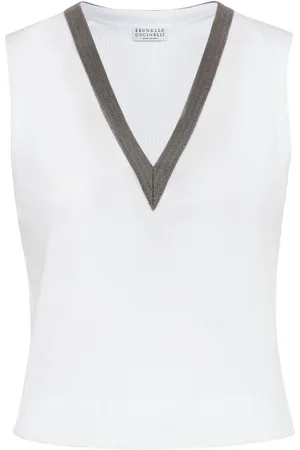 Brunello Cucinelli Monili-chain cotton tank top