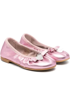 MONNALISA Bow leather ballerina shoes