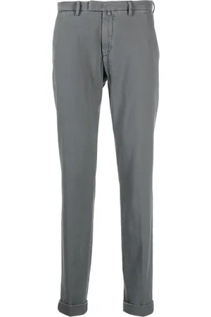 BRIGLIA Micro-herringbone cotton chinos