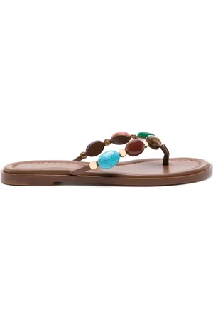 Gianvito Rossi Shanti embellished leather flip flops