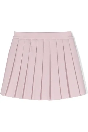 Thom Browne Logo-patch virgin wool pleated skirt