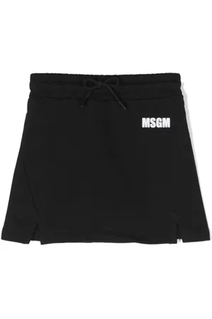 Msgm Logo-print cotton skirt