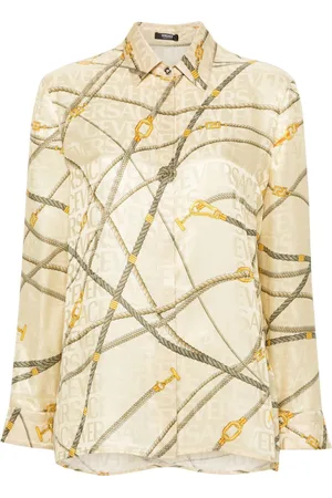 VERSACE Logo-jacquard graphic-print shirt