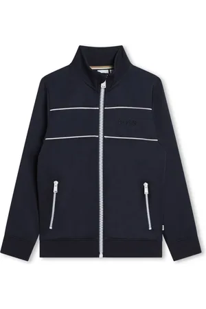HUGO BOSS Logo-embroidered zipped jacket