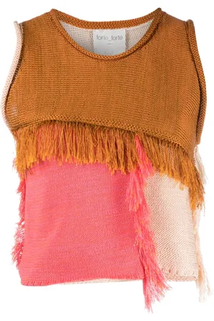 FORTE FORTE Crew-neck fringed top