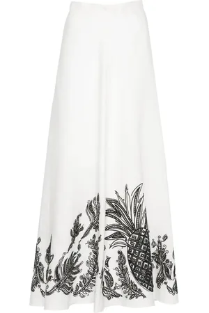 Dorothee Schumacher Pineapple-embroidery A-line linen skirt