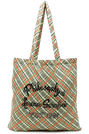 Serafini Logo-print checked beach bag