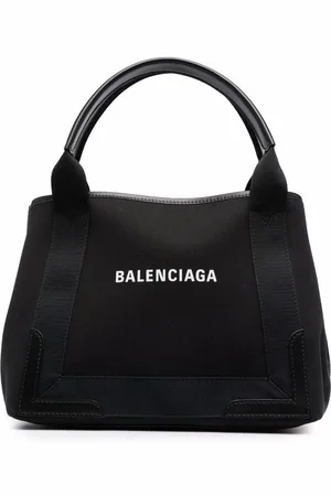 Balenciaga Navy Cabas logo tote bag