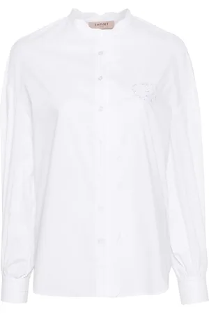Twin-Set Scallop-collar cotton shirt