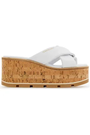 Salvatore Ferragamo 60mm logo-print wedge sandals