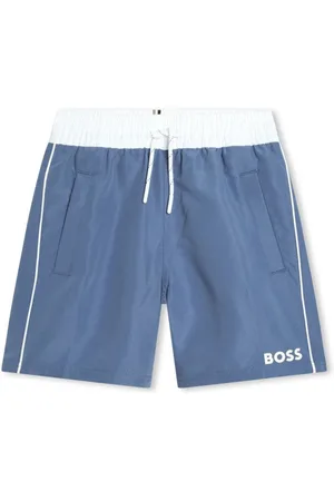 HUGO BOSS Logo-print contrast-waistband swim shorts