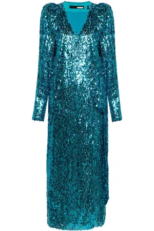ROTATE Sequinned wrap maxi dress
