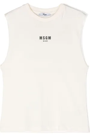 Msgm Rubberised-logo cotton tank top