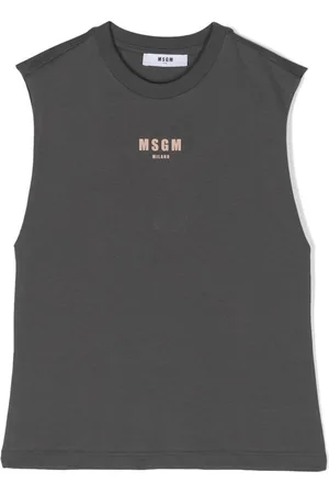 Msgm Printed sleeveless cotton T-shirt