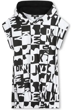DKNY Checkerboard logo-print hoodie dress