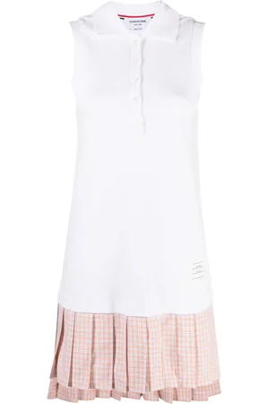 Thom Browne Pleated-panel polo dress