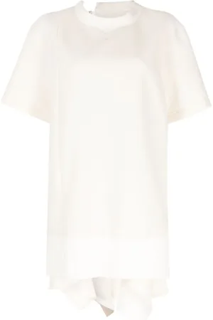 SACAI Draped-detail round-neck minidress