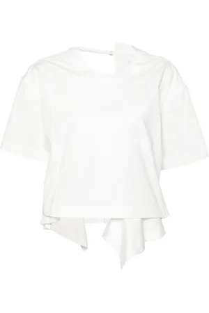 SACAI Asymmetric poplin T-shirt