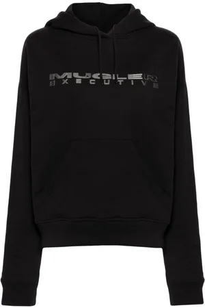 MUGLER Logo-lettering jersey hoodie